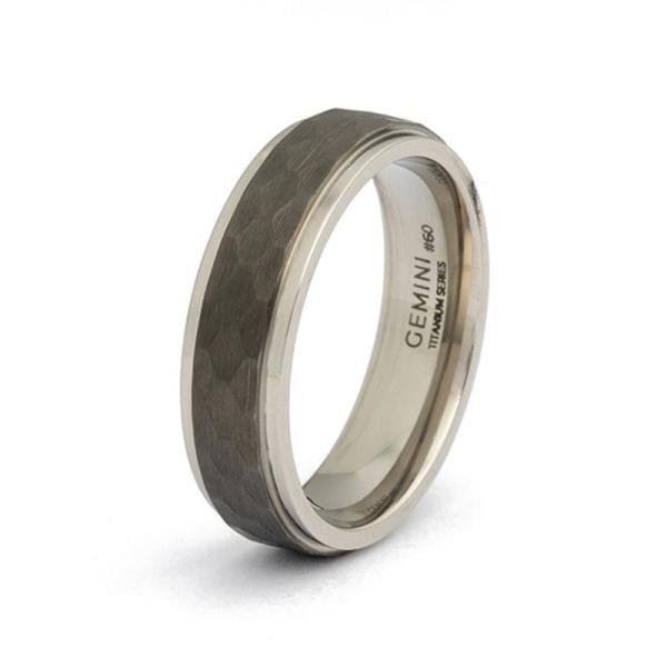 6 mm Titanring mit silberner und schwarzer Oberfläche - Duplus Silver Black